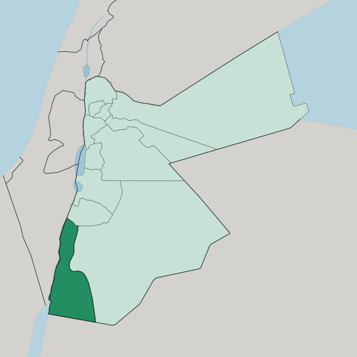 Map showing Muḩāfaz̧at al ‘Aqabah — In Jordan