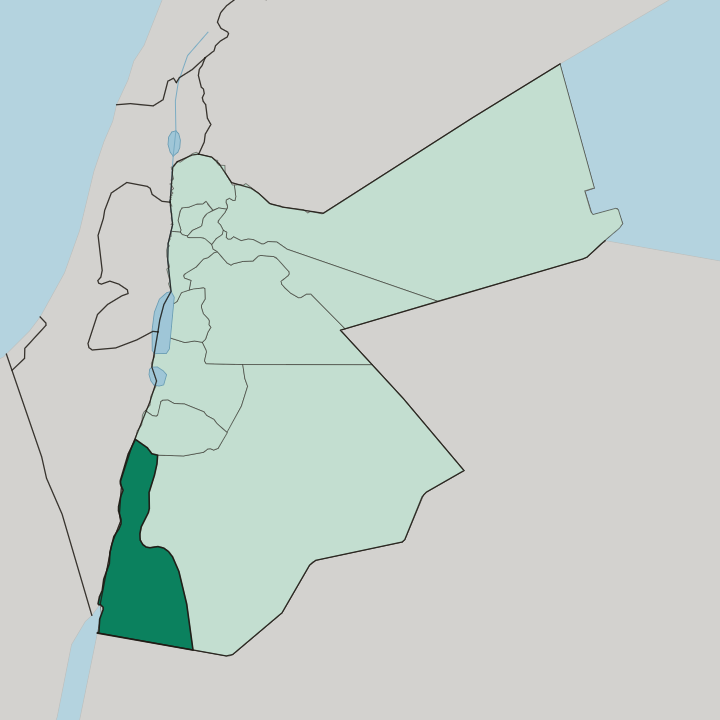 Map showing Muḩāfaz̧at al ‘Aqabah — In Jordan