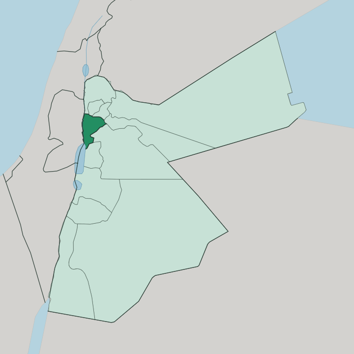 Map showing Muḩāfaz̧at al Balqā’ — In Jordan