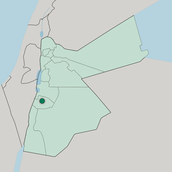 Map showing Aţ Ţafīlah — In Jordan