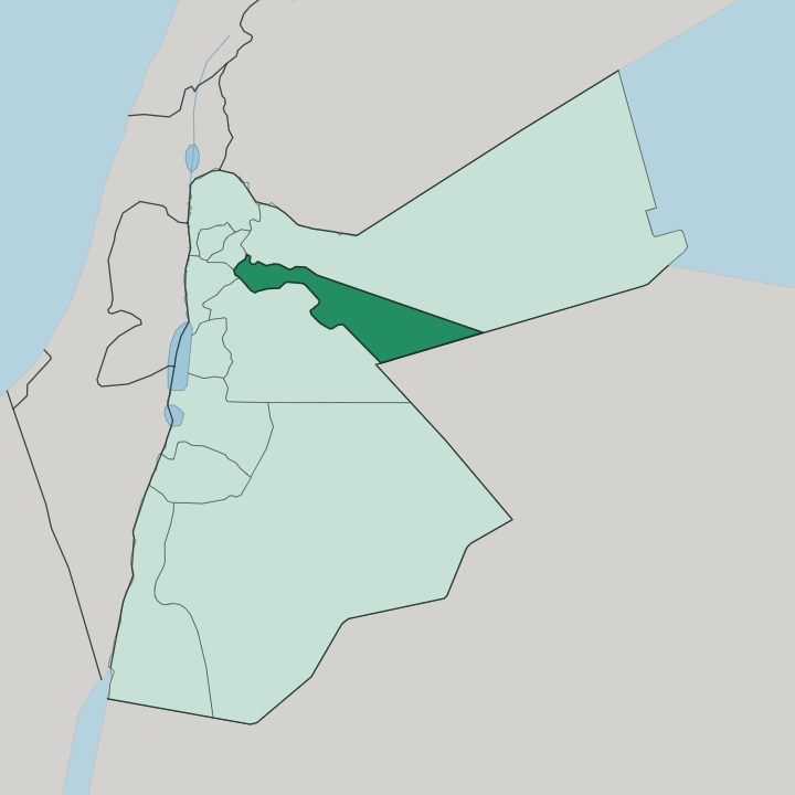 Map showing Muḩāfaz̧at az Zarqā’ — In Jordan