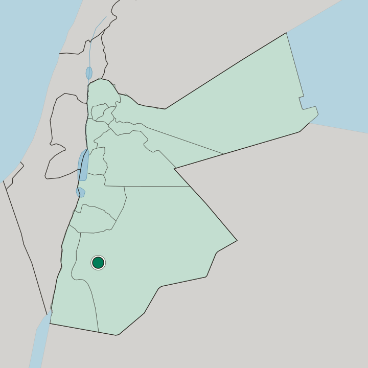 Map showing Ma'an — In Jordan