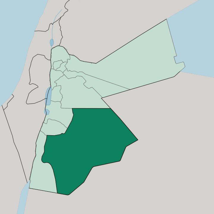 Map showing Muḩāfaz̧at Ma‘ān — In Jordan