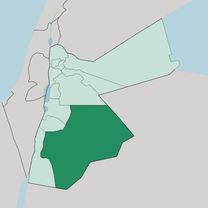Map showing Muḩāfaz̧at Ma‘ān — In Jordan