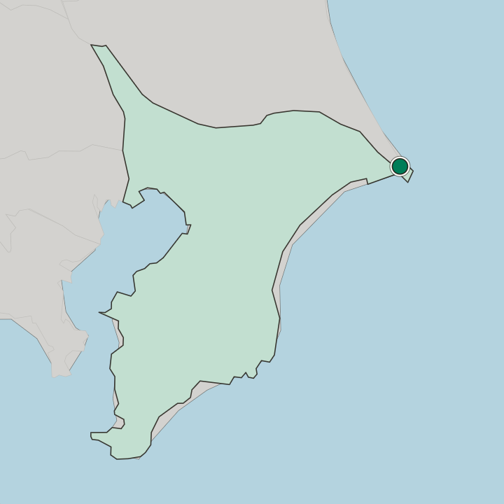 Map showing Choshi — In Chiba-ken