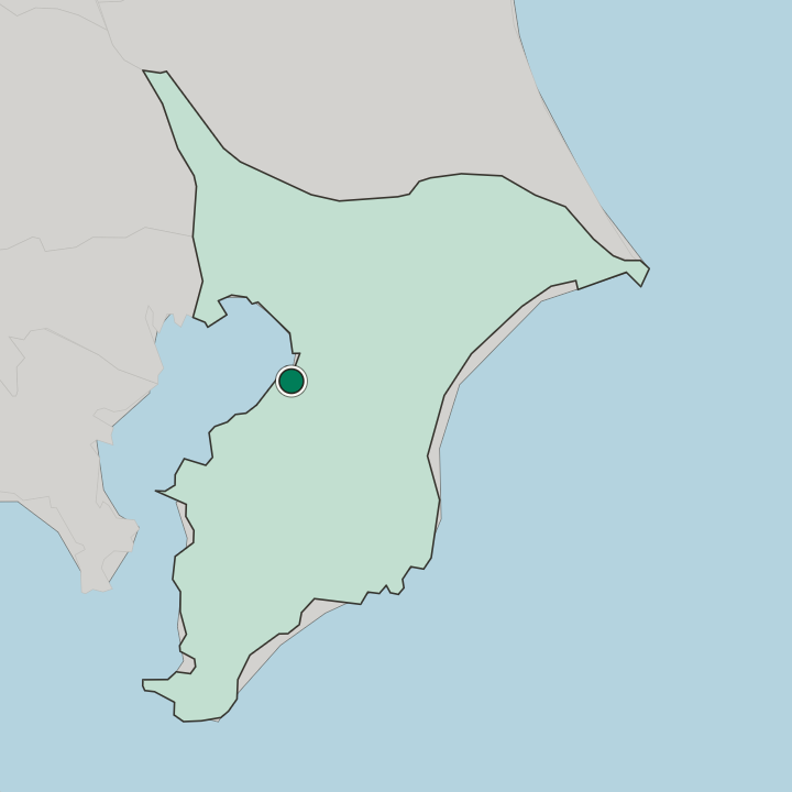 Map showing Ichihara — In Chiba-ken