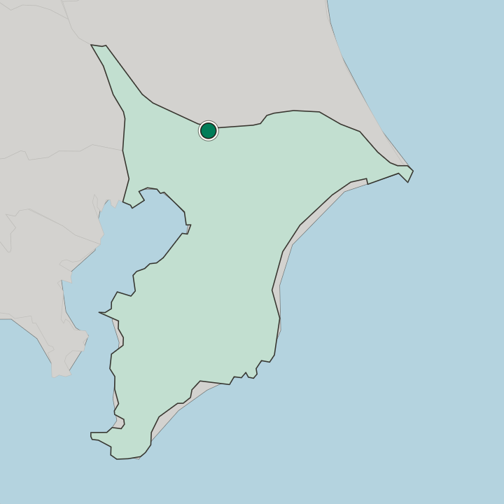 Map showing Inzai — In Chiba-ken