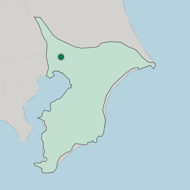 Map showing Kamagaya — In Chiba-ken
