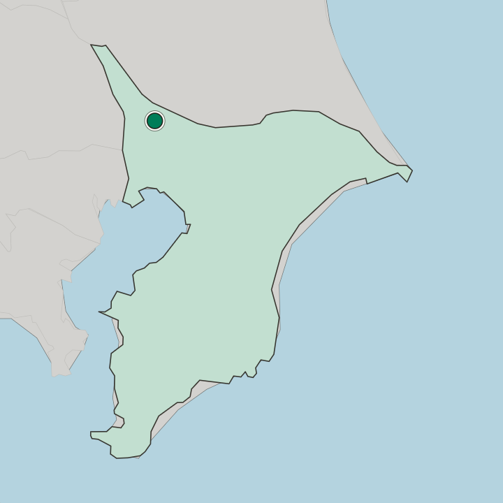 Map showing Kashiwa — In Chiba-ken