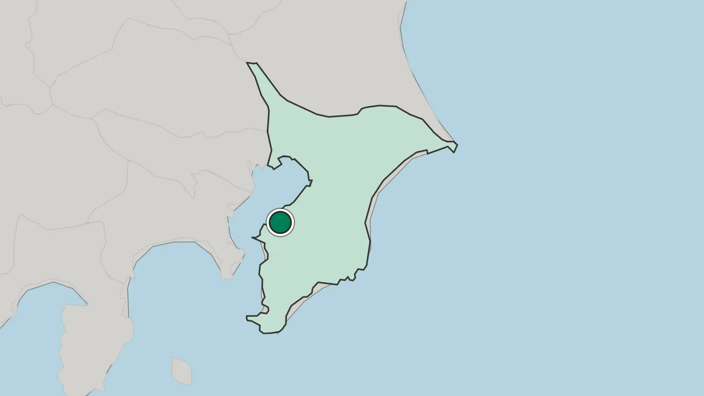 Map of Kisarazu in Japan