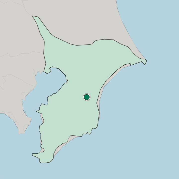 Map showing Mobara — In Chiba-ken