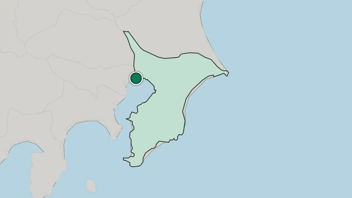Map of Urayasu in Japan