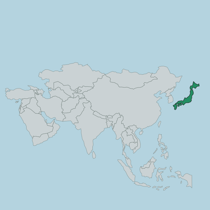 Map showing Japan — In Asia