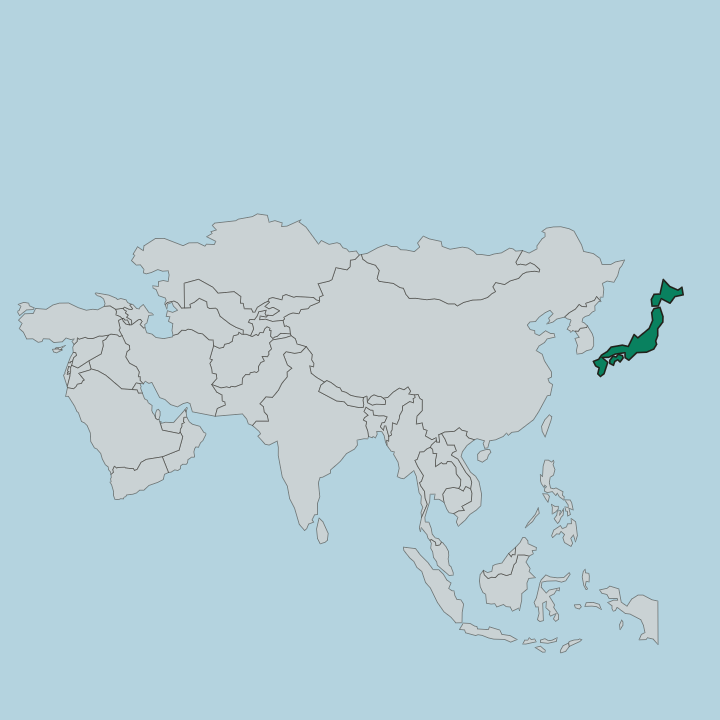 Map showing Japan — In Asia