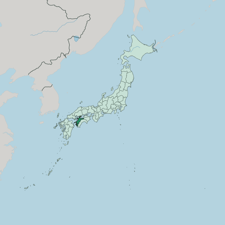 Map showing Ehime — In Japan