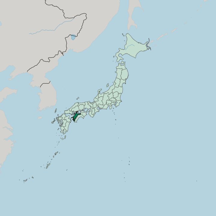 Map showing Ehime — In Japan