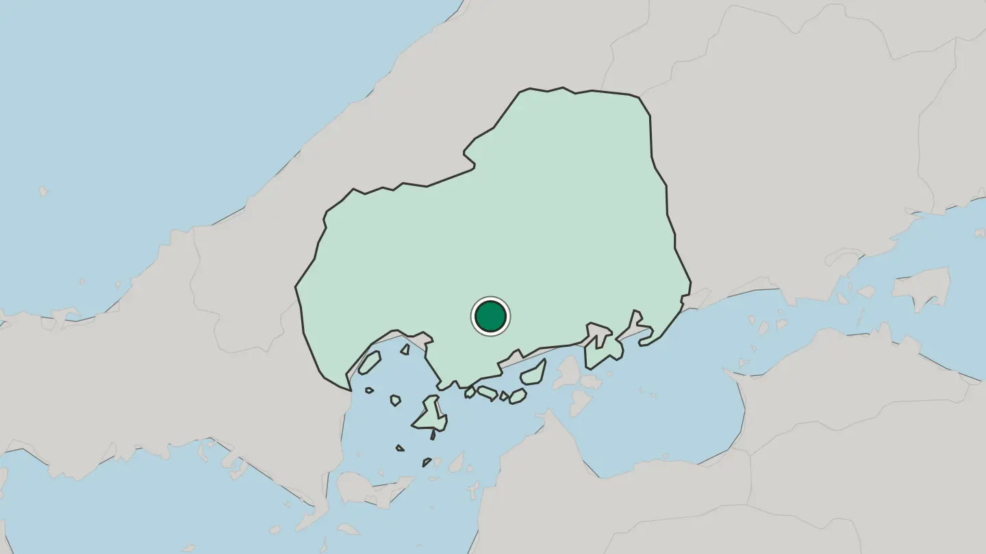 Map of Higashihiroshima in Japan