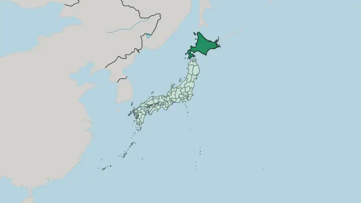 Map of Hokkaido in Japan