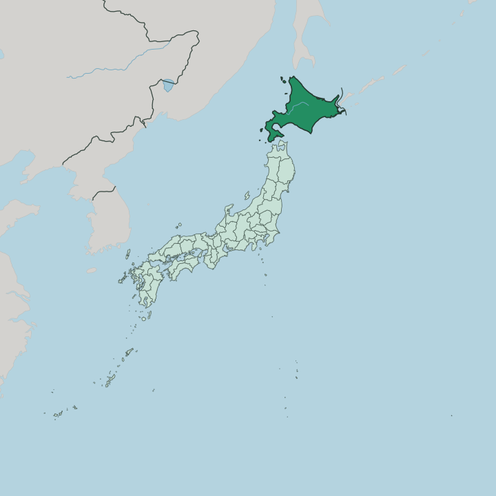 Map showing Hokkaido — In Japan