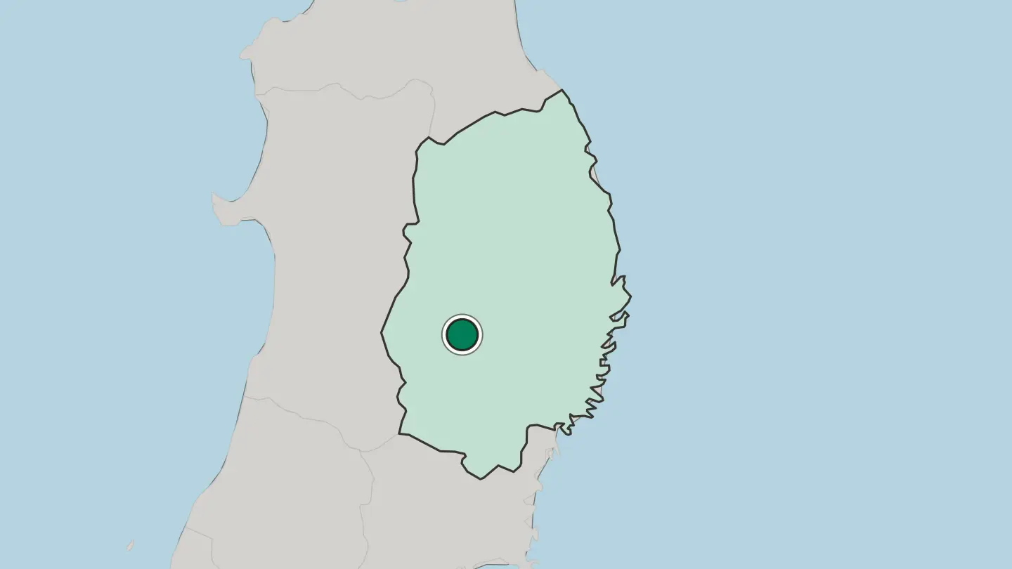 Map of Hanamaki in Japan