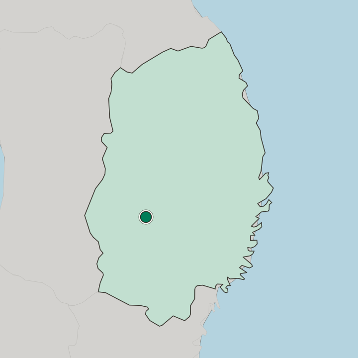 Map showing Hanamaki — In Iwate