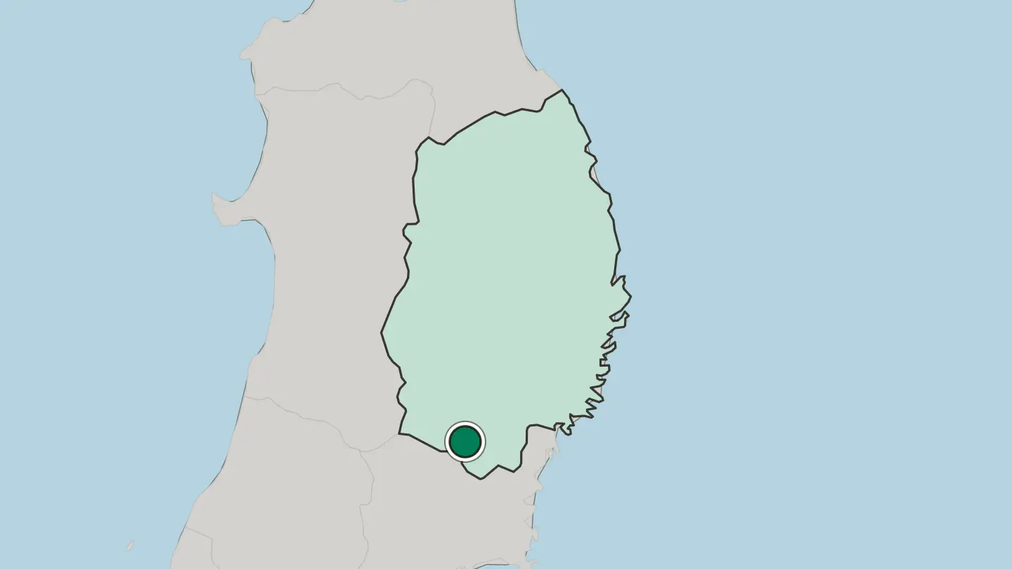 Map of Ichinoseki in Japan