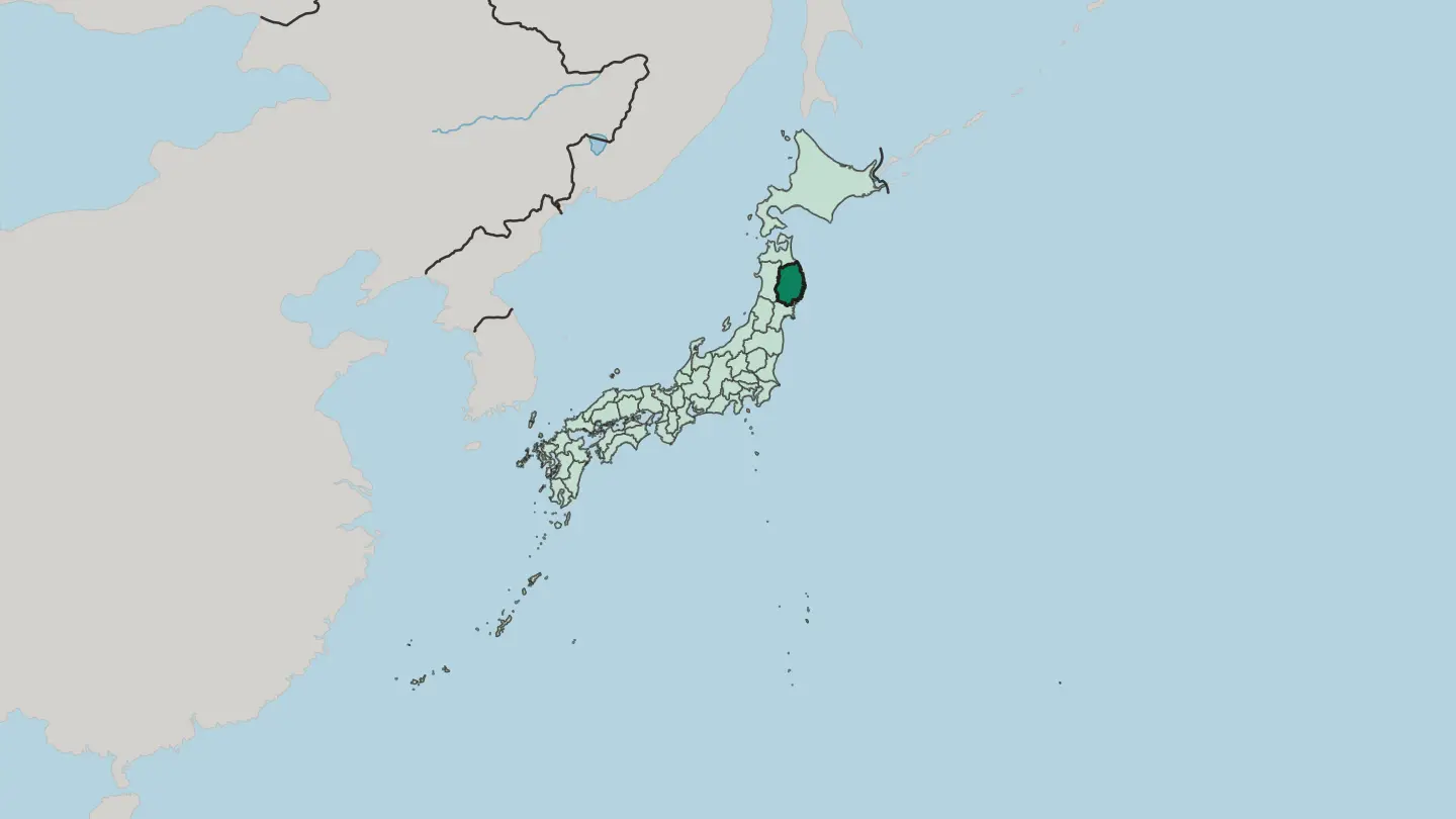 Map of Iwate in Japan