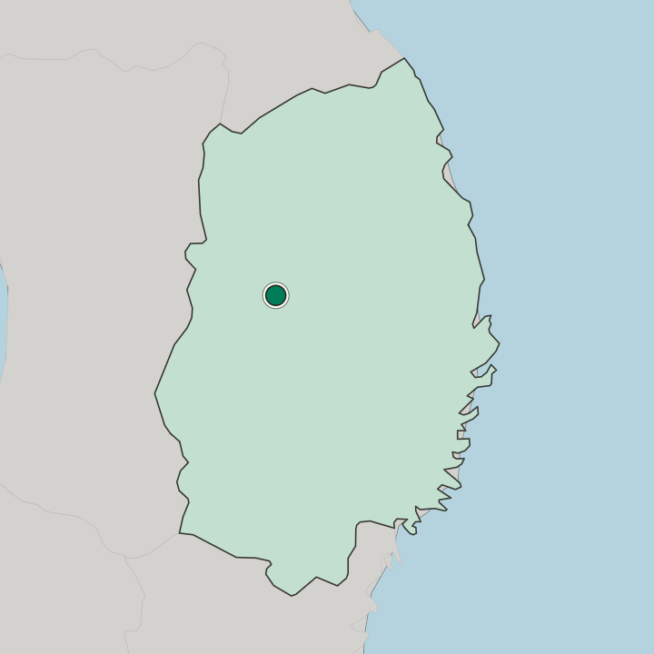 Map showing Morioka — In Iwate