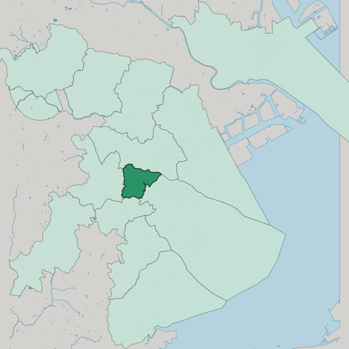Map showing Nishi-ku — In Yokohama