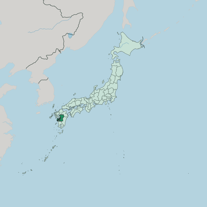 Map showing Kumamoto — In Japan