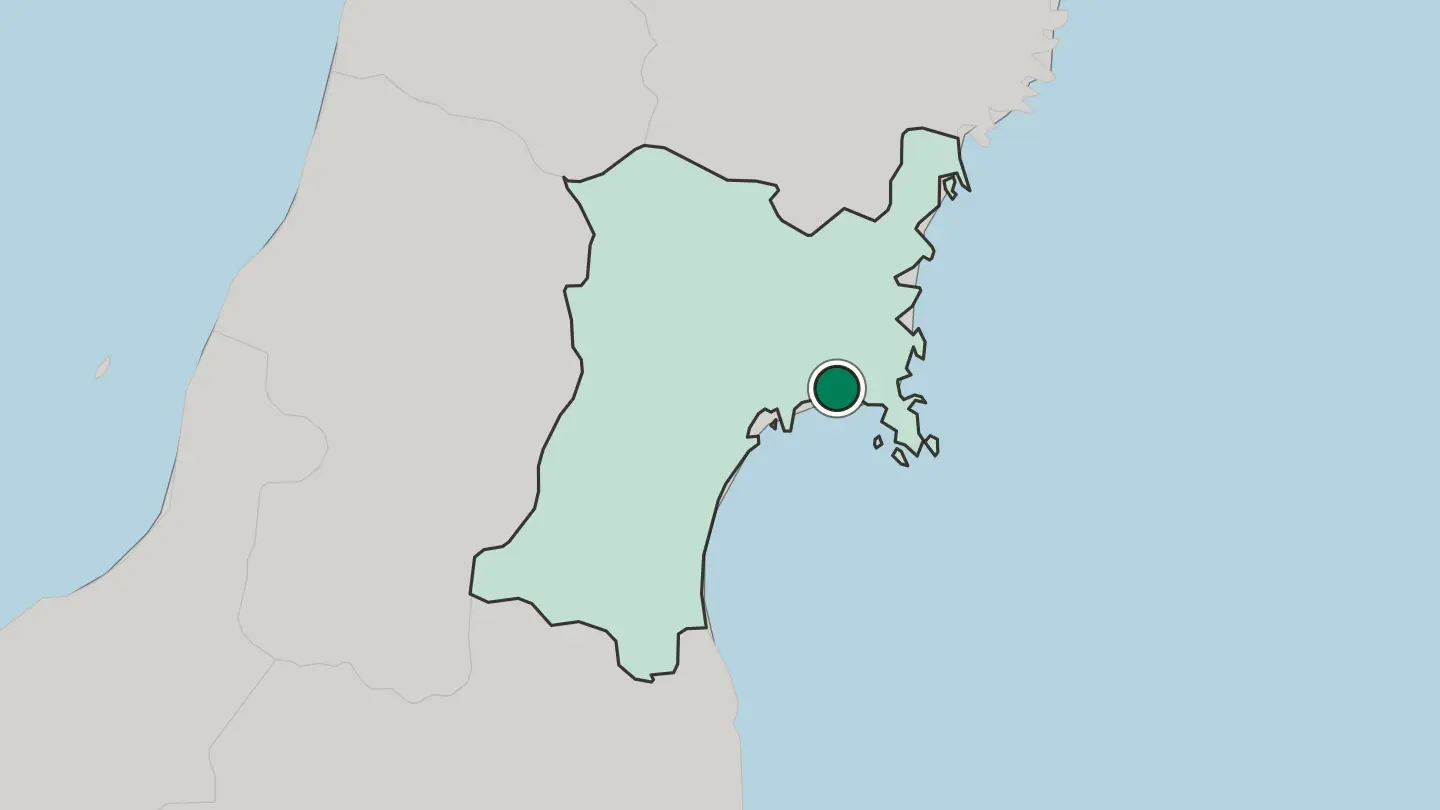 Map of Ishinomaki in Japan
