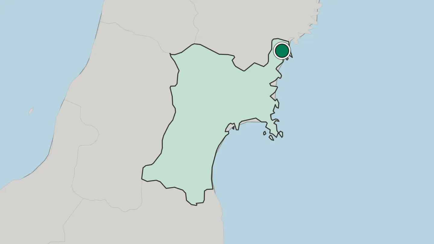 Map of Kesennuma in Japan