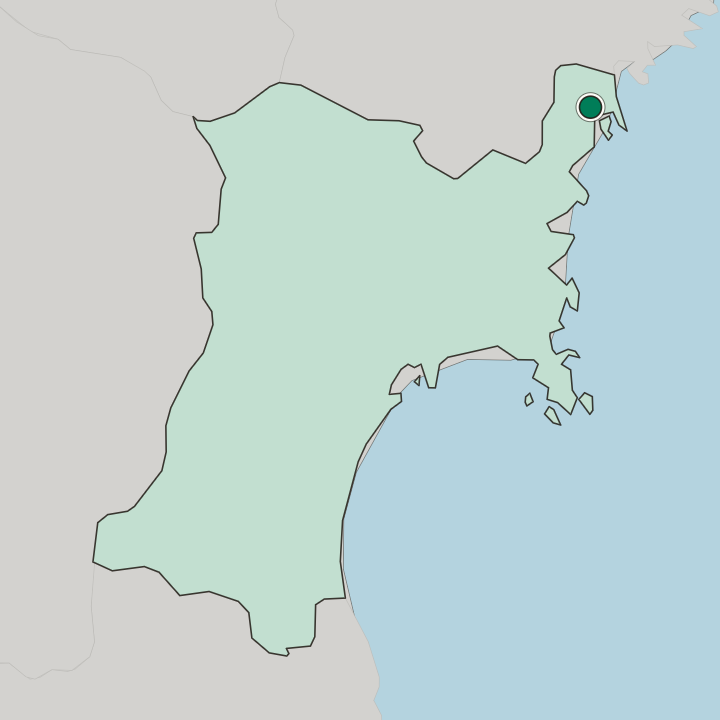 Map showing Kesennuma — In Miyagi-ken