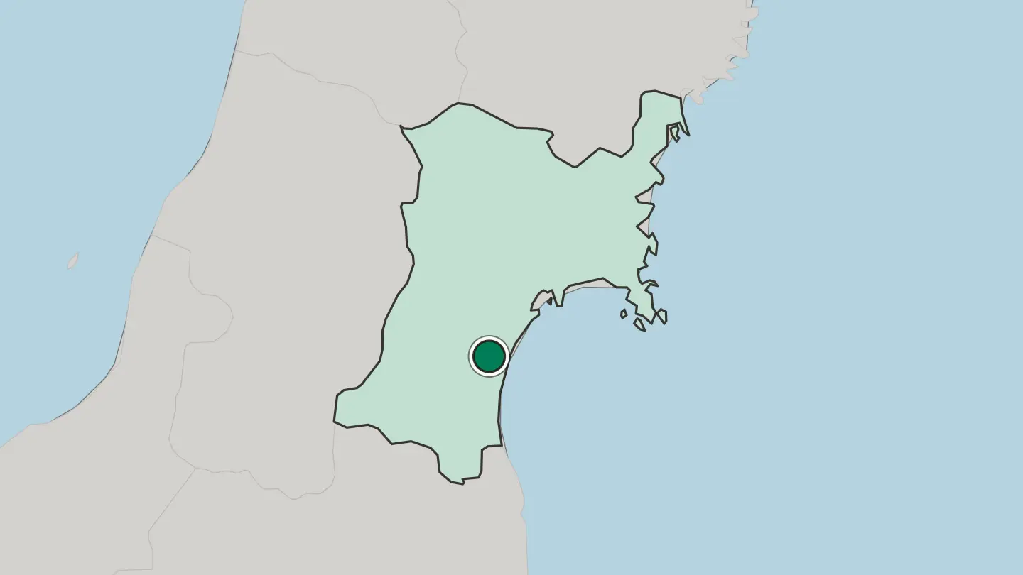 Map of Natori-shi in Japan