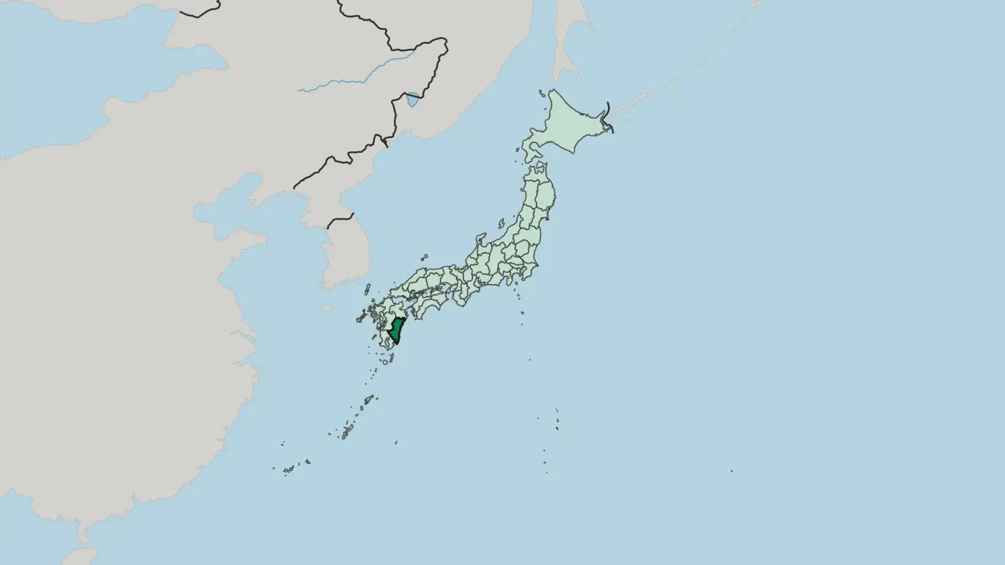 Map of Miyazaki in Japan