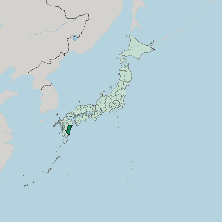 Map showing Miyazaki — In Japan
