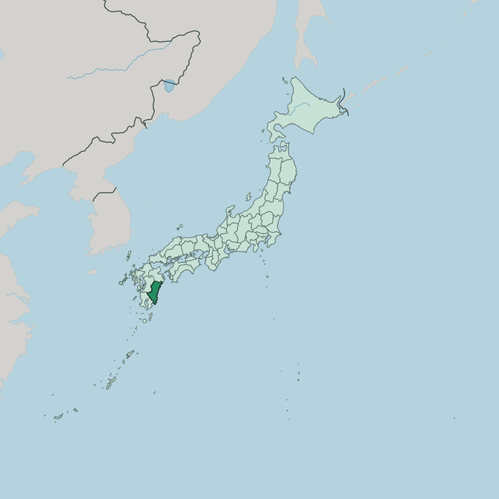 Map showing Miyazaki — In Japan