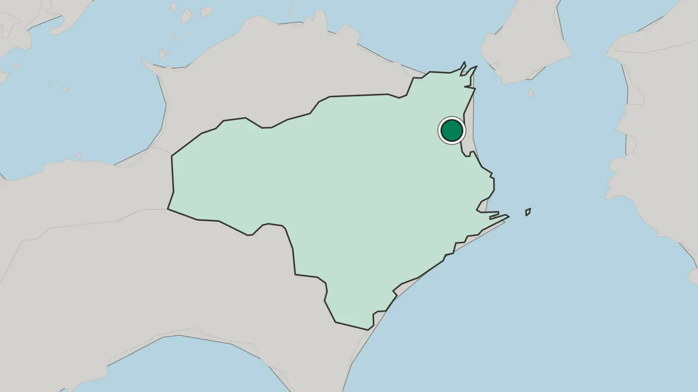 Map of Tokushima in Japan