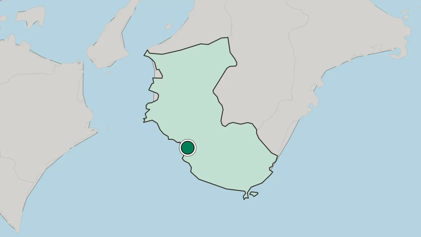 Map of Tanabe in Japan