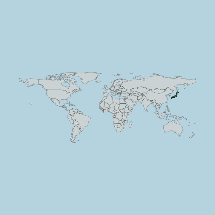 Map showing Japan — Worldwide