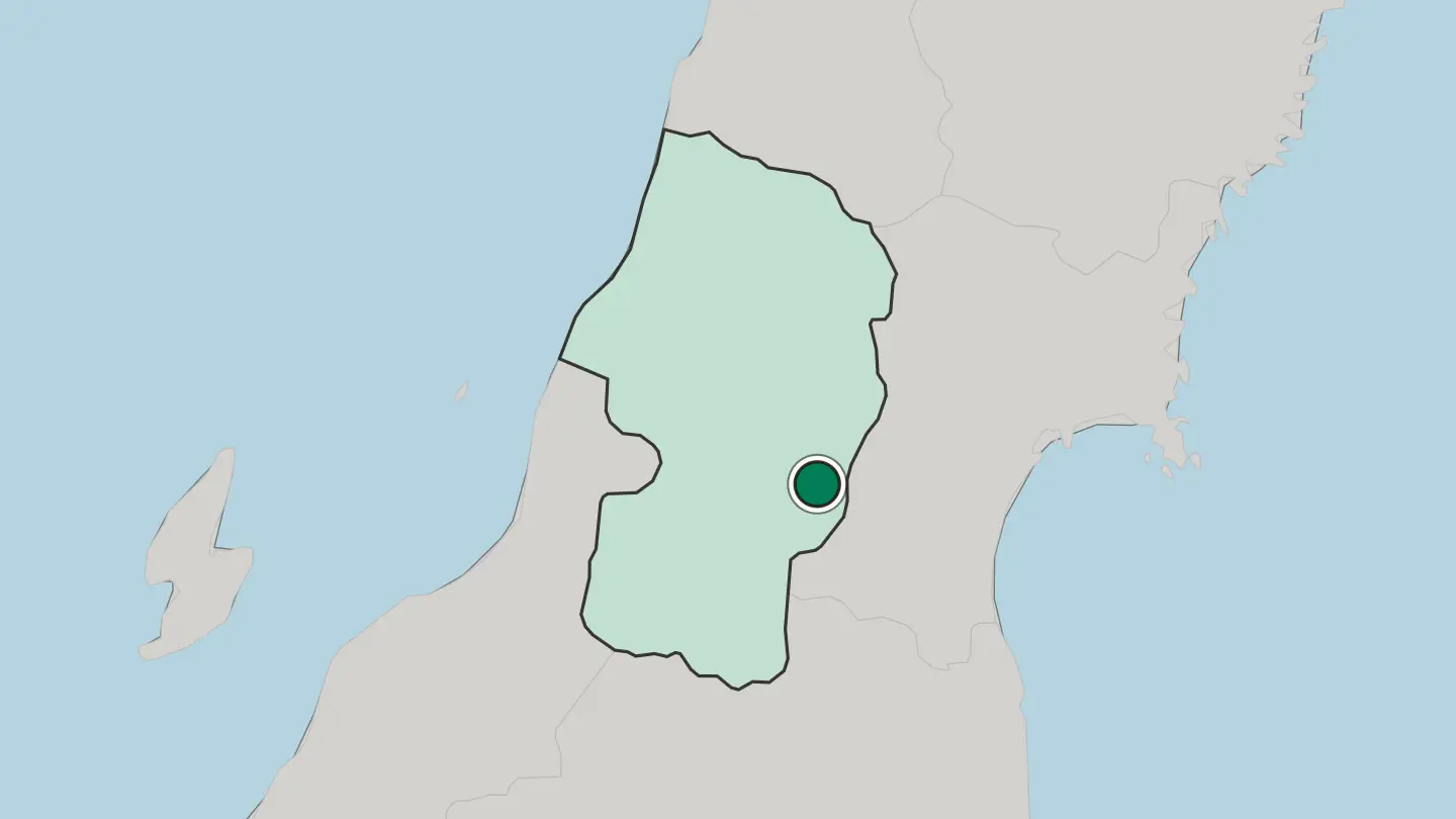 Map of Yamagata in Japan