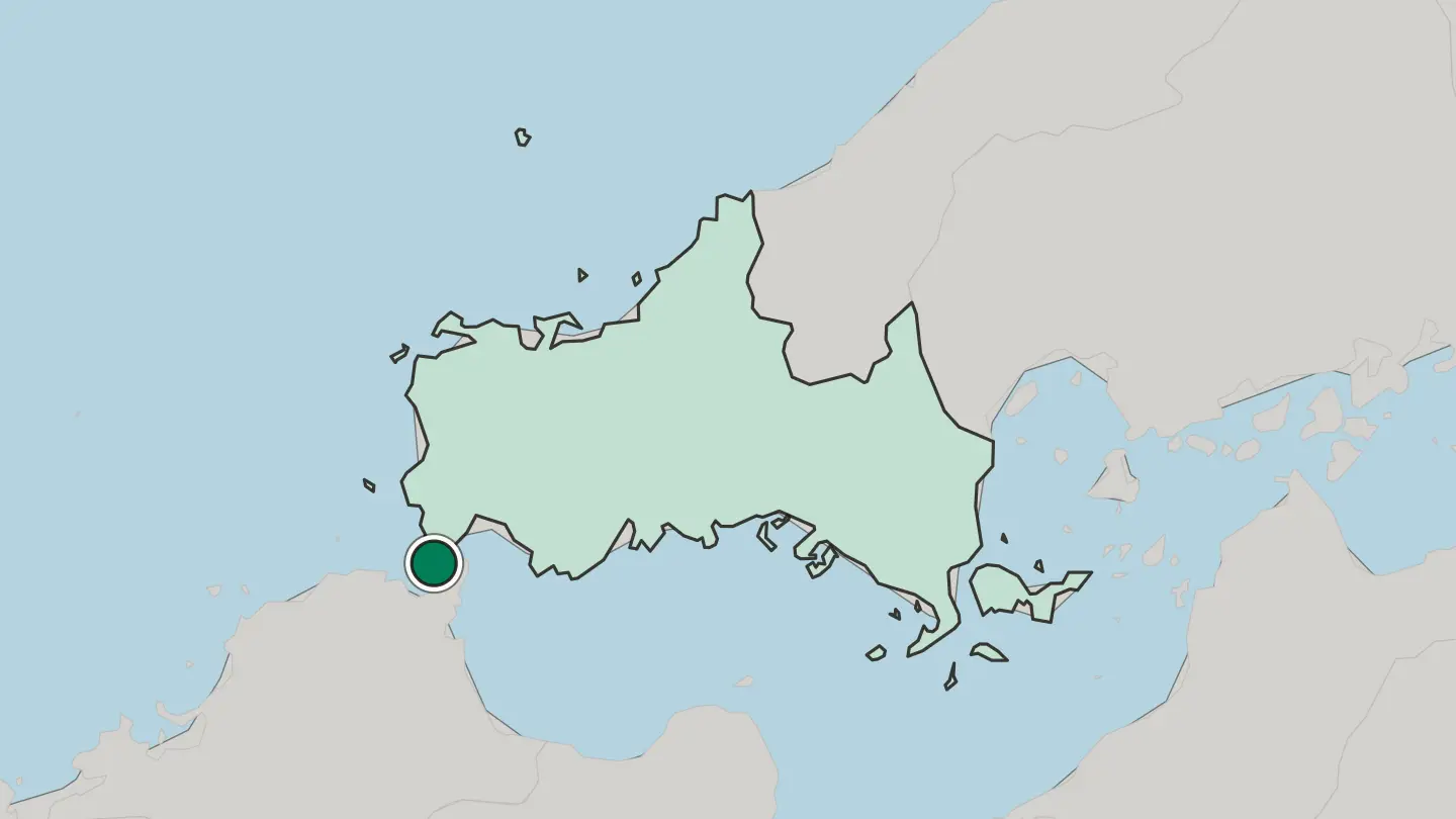 Map of Shimonoseki in Japan