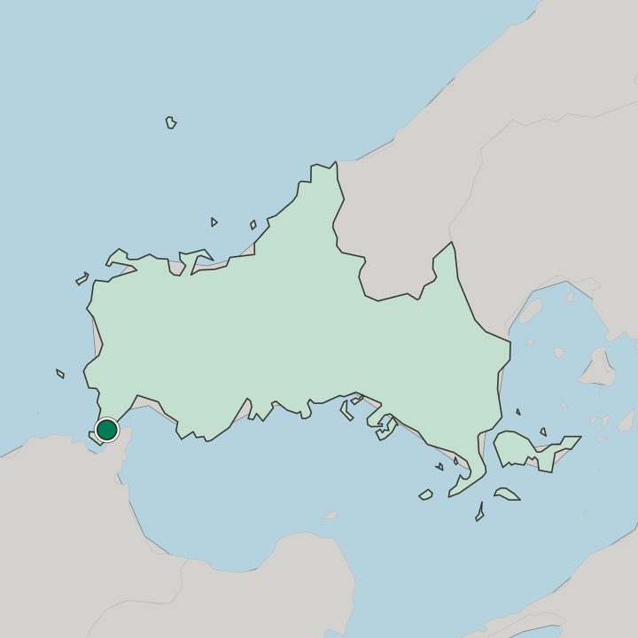 Map showing Shimonoseki — In Yamaguchi