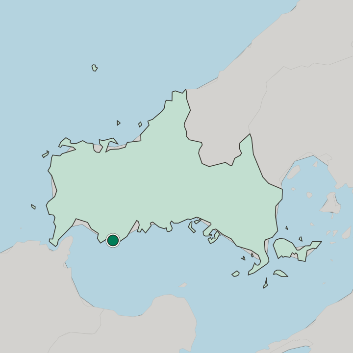 Map showing Ube — In Yamaguchi