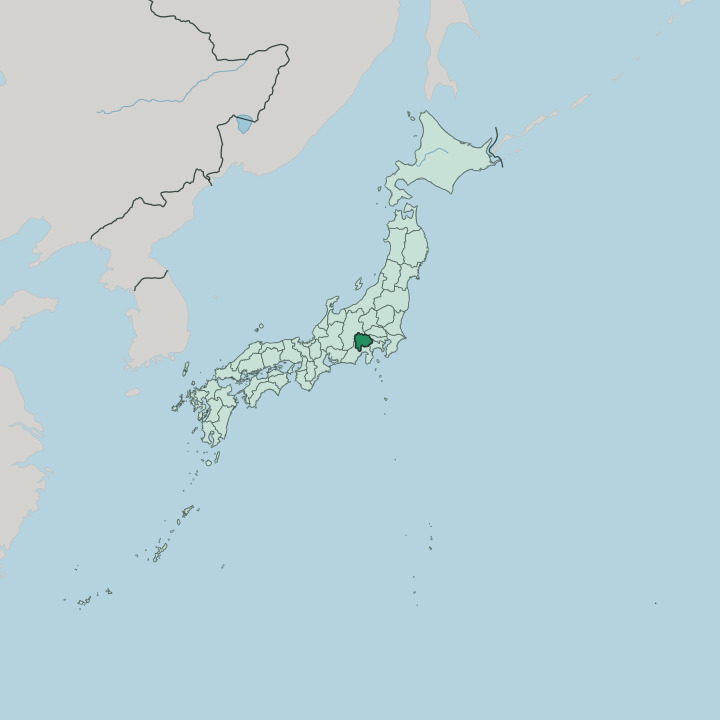 Map showing Yamanashi — In Japan