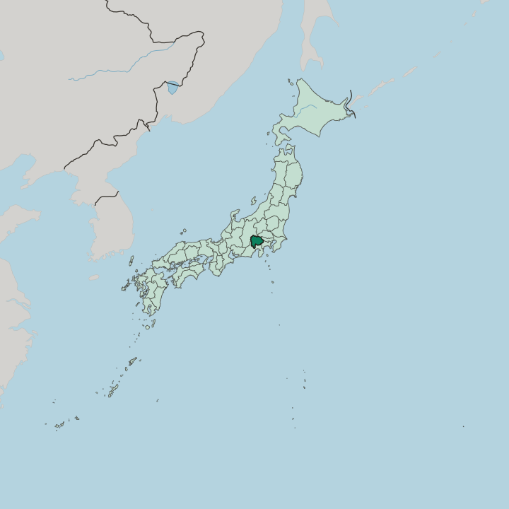 Map showing Yamanashi — In Japan
