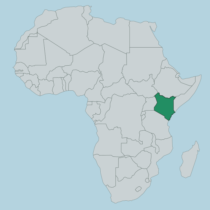 Map showing Kenya — In Africa