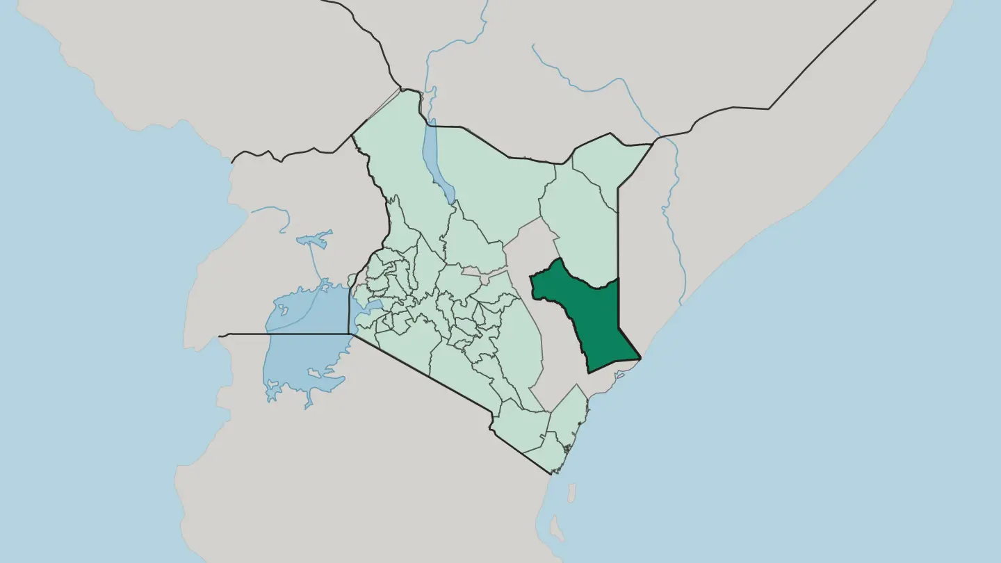 Map of Garissa in Kenya