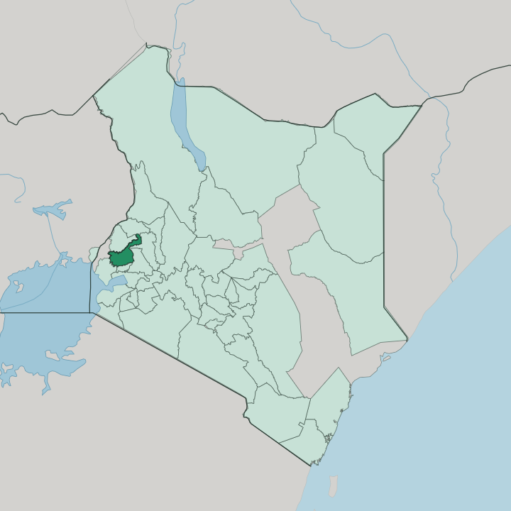 Map showing Kakamega — In Kenya
