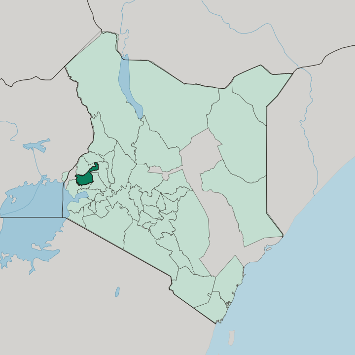 Map showing Kakamega — In Kenya